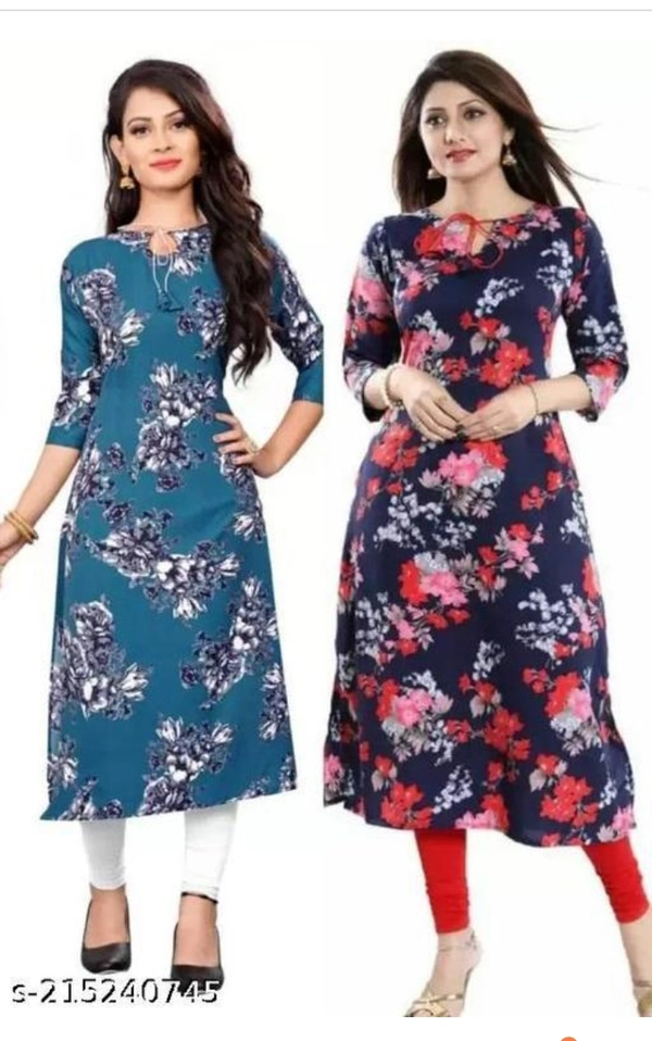 TATHASTU FASHION STYLISH PRINTRD STRAIGHT KURTIS COMBO FOR WOMEN Name: TATHASTU FASHION STYLISH PRINTRD STRAIGHT KURTIS COMBO FOR WOMEN Fabric: CrepeSleeve Length: Three-Quarter SleevesPattern: PrintedCombo of: Combo of 2Sizes:S (Bust Size: 34 in, Size Length: 46 in) M (Bust Size: 36 in, Size Length: 46 in) L (Bust Size: 38 in, Size Length: 46 in) XL (Bust Size: 40 in, Size Length: - s