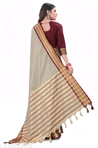 Upstyle  Mira Pattu Cotton Silk Saree with Blouse Piece  - Free Size, Heathered Gray