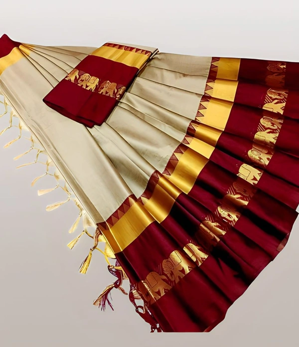 Upstyle  Hathi Design Silk Saree - Free Size