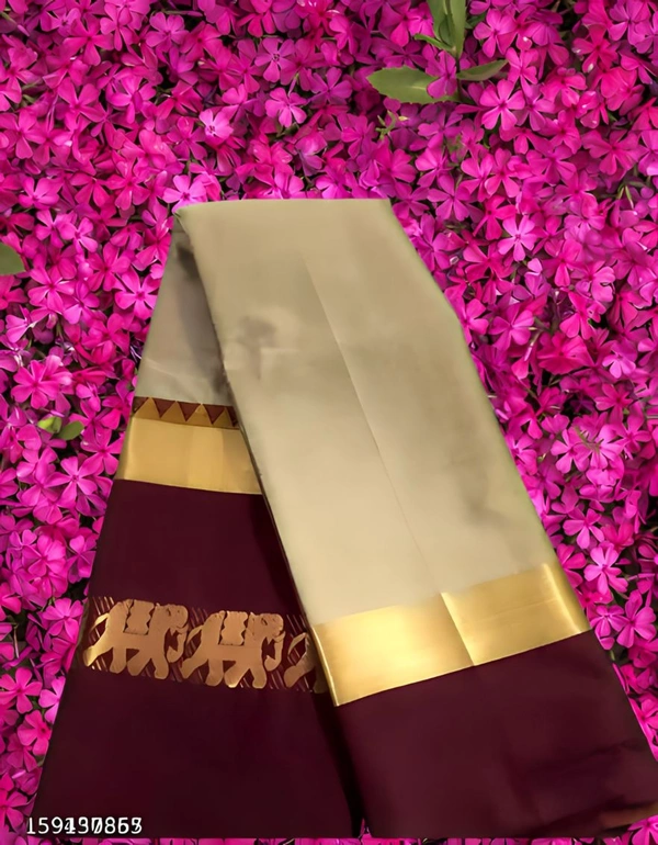 Upstyle  Hathi Design Silk Saree - Free Size
