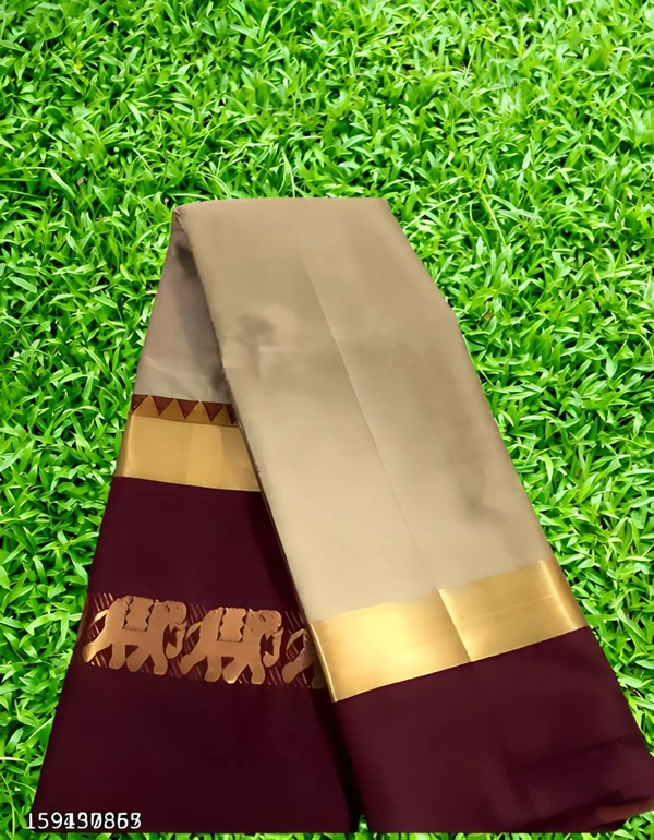 Upstyle  Hathi Design Silk Saree - Free Size