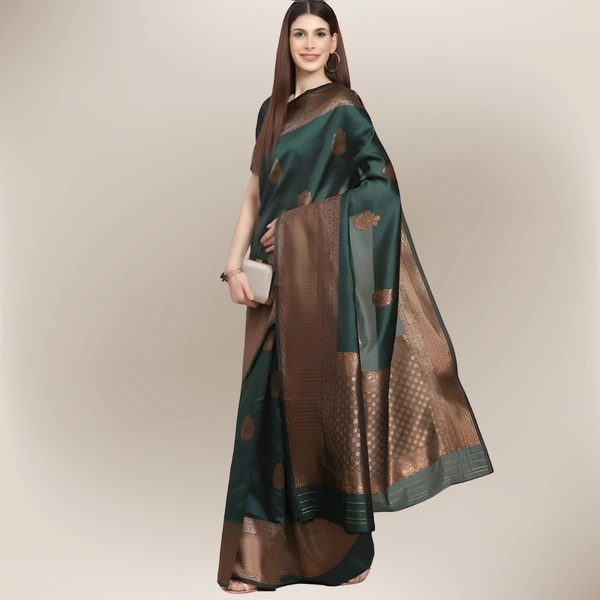 upstyle  Soft Lichi Silk Saree kanjivaram Banarasi Silk Saree With Blouse