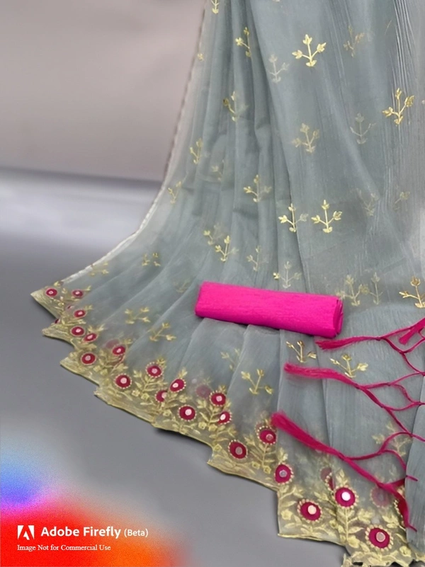 ORGANGA FABRIC NET SARI WITH UNSTITCH BLOUSE  - Tapa