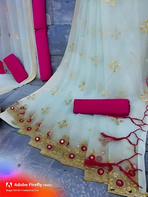 ORGANGA FABRIC NET SARI WITH UNSTITCH BLOUSE  - Alto