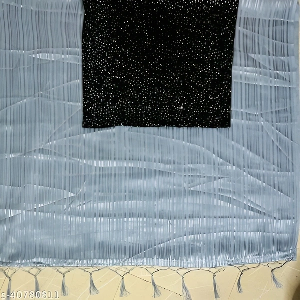 Beautiul Soft Georgette Tassels & Latkans Saree With Blouse - Free size