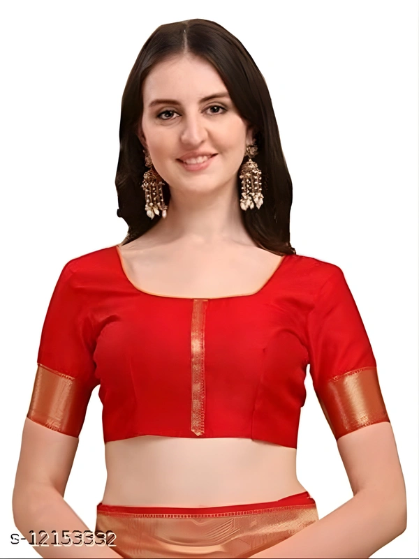 Banarasi Silk Jacquard Saree With Blouse Saree Fabric: Banarasi Silk - Free size, Red Orange