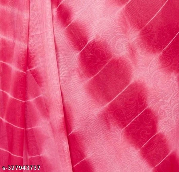 White Lace border Shibori Print Pink Saree  - FREE SIZE