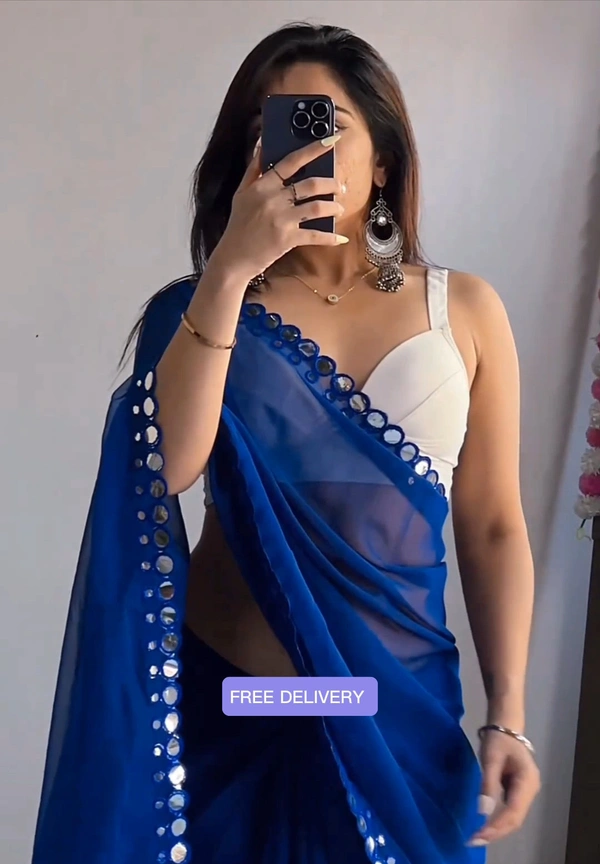 NEW FENCY GEORGETTE CUT WORK SAREE - FREE