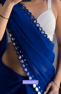 NEW FENCY GEORGETTE CUT WORK SAREE - FREE