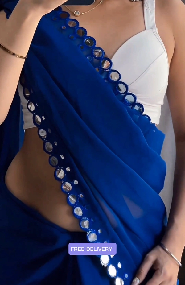 NEW FENCY GEORGETTE CUT WORK SAREE - FREE