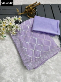 Lavender Elegance: The Diamond-Embellished Saree - Free