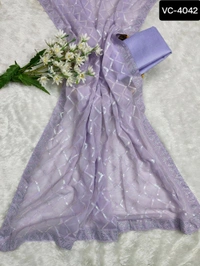 Lavender Elegance: The Diamond-Embellished Saree - Free