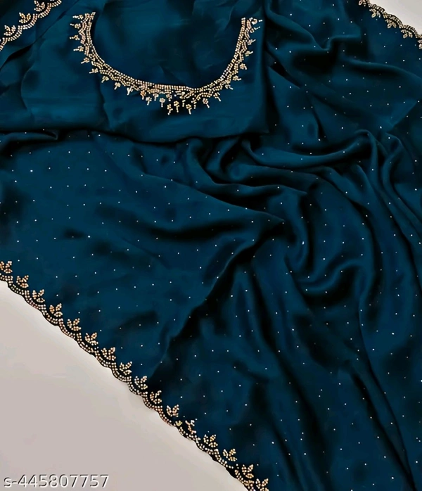 chiffon satin silk saree diamond siroski work - FREE SIZE, FREE