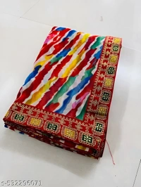2025 trending Bandhani saree with separate blouse piece   - FREE SIZE, FREE