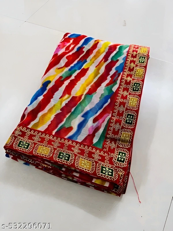 2025 trending Bandhani saree with separate blouse piece   - FREE SIZE, FREE