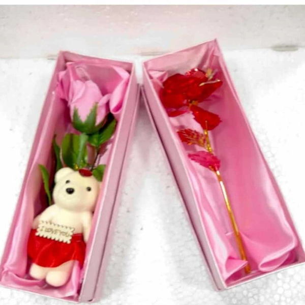 Teddy With Rose Velvet Box
