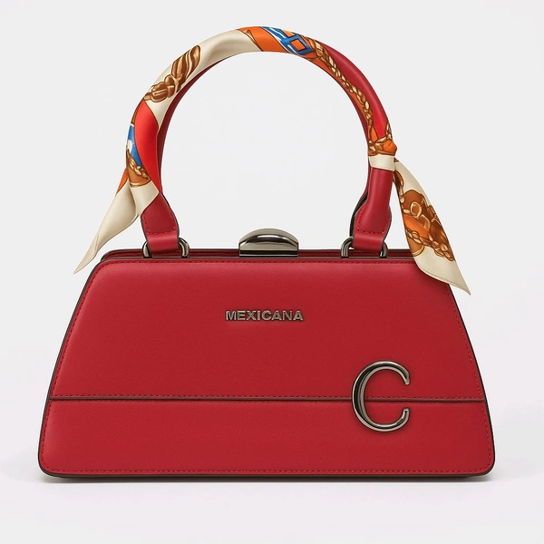 INOX Luxury Red Handbag for Women | Stylish Shoulder Bag with Scarf Handle | Premium PU Leather Purse - Guardsman Red