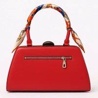 INOX Luxury Red Handbag for Women | Stylish Shoulder Bag with Scarf Handle | Premium PU Leather Purse - Guardsman Red
