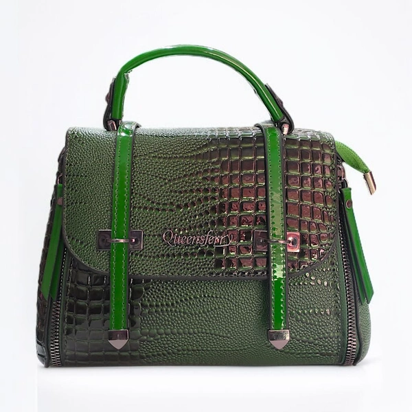 Queensferry Luxury Crocodile Leather Handbag – Elegant Green Shoulder & Sling Bag for Women - Japanese Laurel