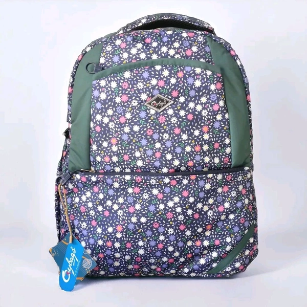 Oxybags Floral Print Backpack – Stylish & Spacious School/College Bag - Cornflower Blue
