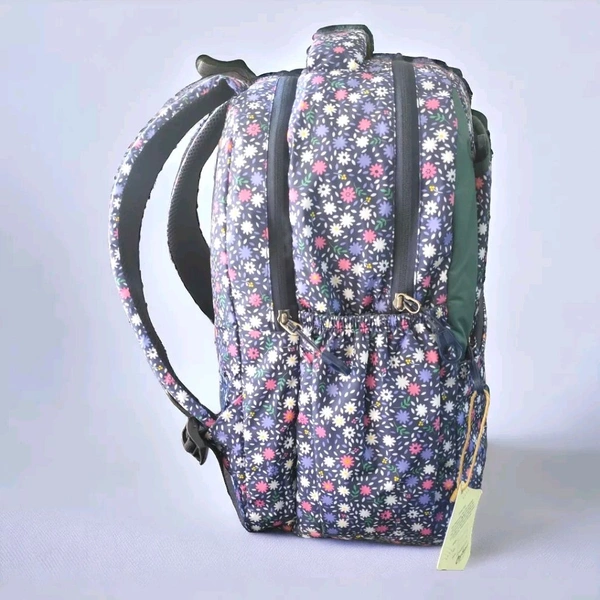 Oxybags Floral Print Backpack – Stylish & Spacious School/College Bag - Cornflower Blue