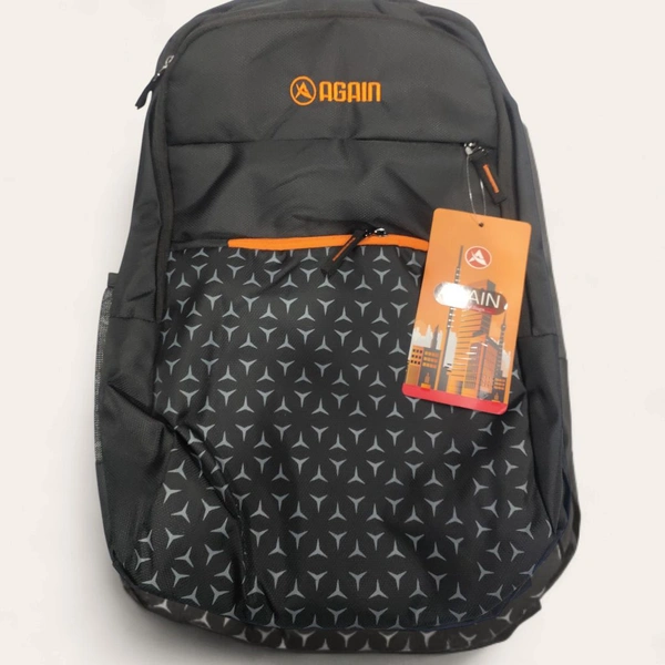 Again  25L Bagpack For Mens With 3 Big Compartments, College And Travel Bags - Black