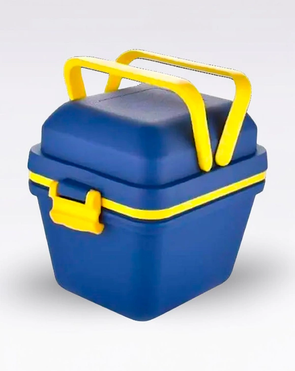 Premium Insulated Lunch Box | Leak-Proof Tiffin Box with Double Handle & Lock – Blue & Yellow - Navy Blue
