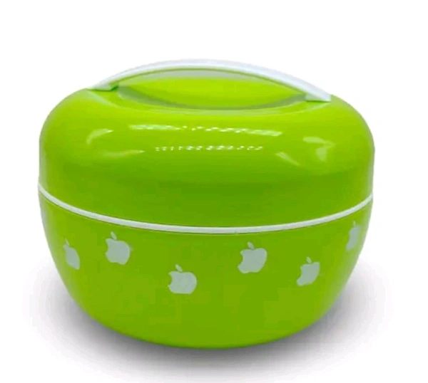Apple-Print Insulated Lunch Box | Leak-Proof Round Food Container – Green - Green
