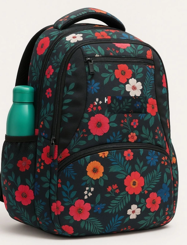 35L College Backpack for Men & Women | Laptop Holder | Tour & Travel Special with Hidden Inner Pocket | Dual Side Bottle Holders | Stylish School & College Bagpack - Navy Blue