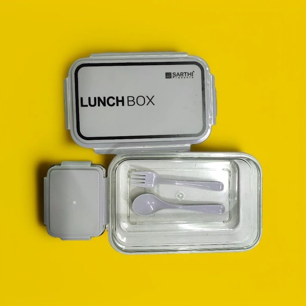 Premium Transparent Lunch/Tiffin Box for Office Men & Women – Sleek Gray | Leak-Proof & Microwave Safe. - Gray