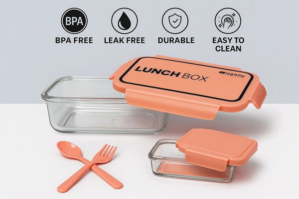 Premium Transparent Lunch/Tiffin Box for Office Men & Women – Sleek Peace Colour| Leak-Proof & Microwave Safe