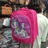 Again  Unicorn 🦄 Print School Bag, School Bag for Class 1st to 3rd – Cartoon Print | Pink Colour | Fits 12 Books - Pink
