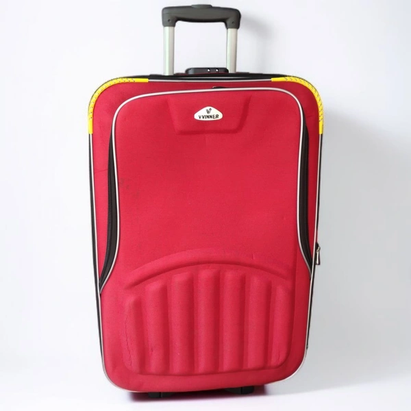 Expo  Winner 24-Inch Red Soft Trolley Bag with Height Expansion, 3 Wheels & Number Lock – Travel Suitcase for Men & Women - Red