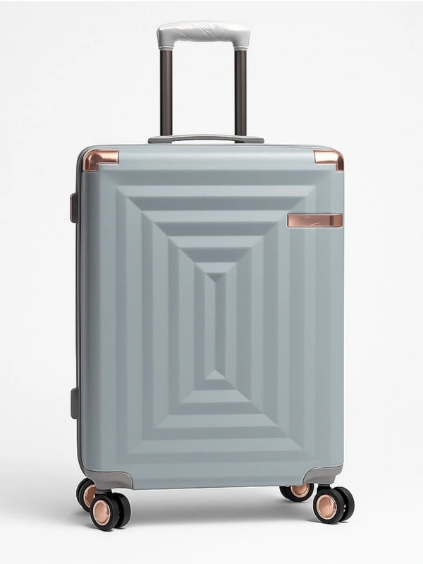 Premium Polycarbonate Hard Shell Trolley Bag with TSA Lock & 360° Spinner Wheels – Lightweight Luggage with Rose Gold Accents (24-Inch, Grey) - Gray, 24 Inches