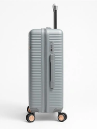Premium Polycarbonate Hard Shell Trolley Bag with TSA Lock & 360° Spinner Wheels – Lightweight Luggage with Rose Gold Accents (24-Inch, Grey) - Gray, 24 Inches