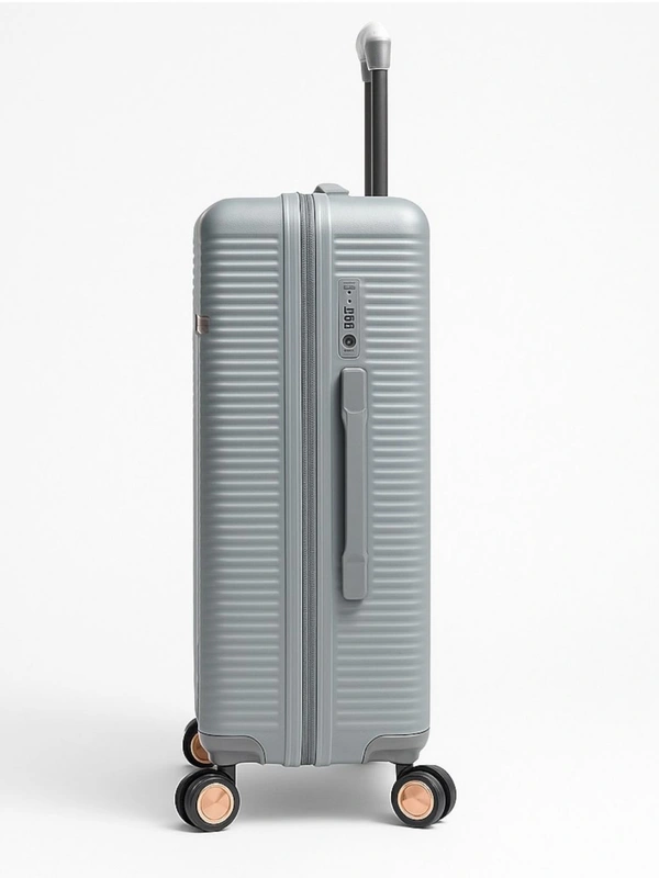 Premium Polycarbonate Hard Shell Trolley Bag with TSA Lock & 360° Spinner Wheels – Lightweight Luggage with Rose Gold Accents (24-Inch, Grey) - Gray, 24 Inches