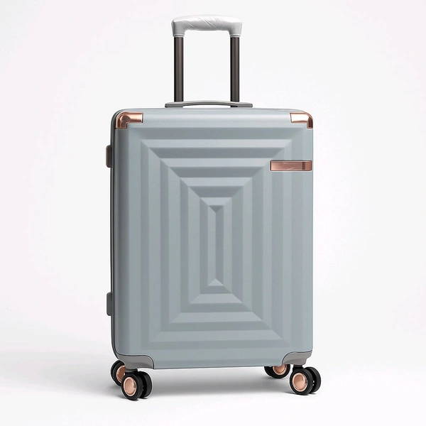 Premium Polycarbonate Hard Shell Trolley Bag with TSA Lock & 360° Spinner Wheels – Lightweight Luggage with Rose Gold Accents (24-Inch, Grey) - Gray, 20 Inches