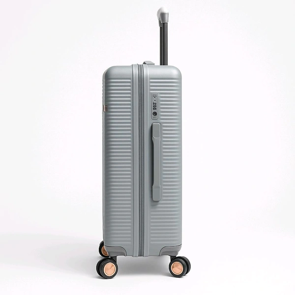 Premium Polycarbonate Hard Shell Trolley Bag with TSA Lock & 360° Spinner Wheels – Lightweight Luggage with Rose Gold Accents (24-Inch, Grey) - Gray, 20 Inches