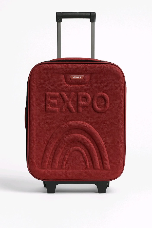 Expo Red Soft Trolley Bag, 3 Wheels & Number Lock – Travel Suitcase for Men & Women - Bright Red, 20 Inch (Small)