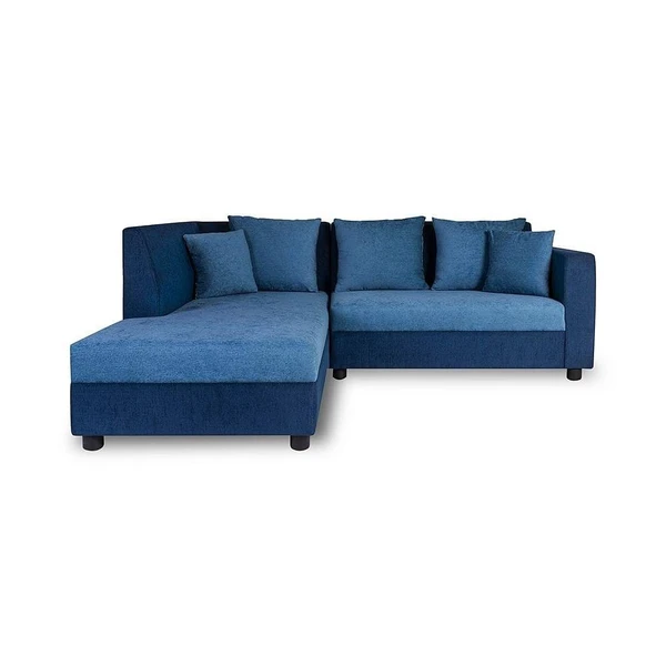 Werfo Skiver L Shape 5 Seater Sofa Set (2 Seater + Left Aligned Chaise) Dark blue & Midnight Blue