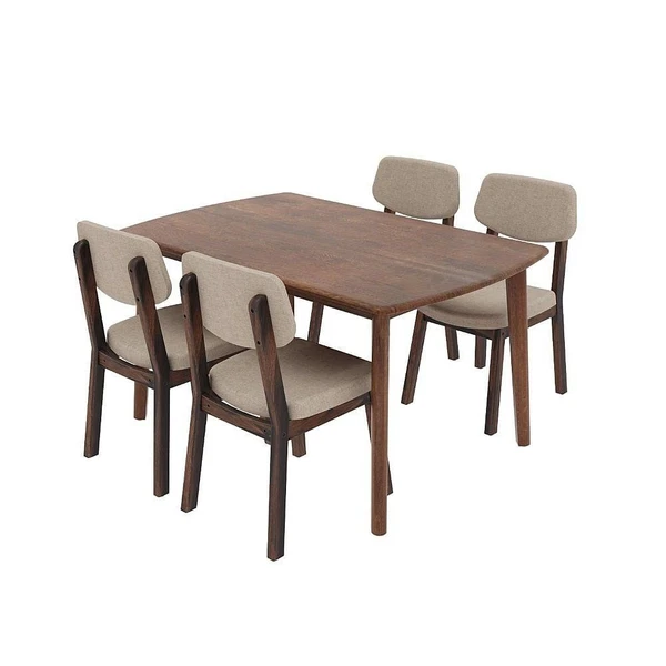 Salvia (Lingon table-Leve chair) 4-seater Solid wood square shape dining set - Table: (4 seater): L 90cm x W 90cm x H 75cm (35.43 x 35.43 x 29.52 inches) Chair: H 86.8cm x W 46cm x D 55.9cm (34.17 x 18.11 x 22 inches)