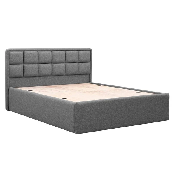 Werfo Surma Queen Size Solid Wood Upholstered Bed Queen, 78" x 60", With Storage, Omega Grey - 83 x 67 x 40 Inches