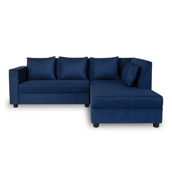 Werfo Skiver L Shape 5 Seater Sofa Set (2 Seater + Right Aligned Chaise) Dark Blue