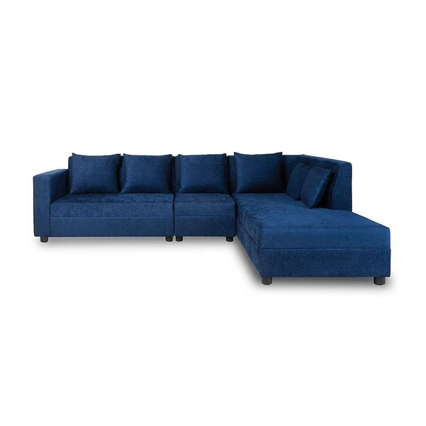 Werfo Skiver L Shape 6 Seater Sofa Set (3 Seater + Right Aligned Chaise) Dark Blue