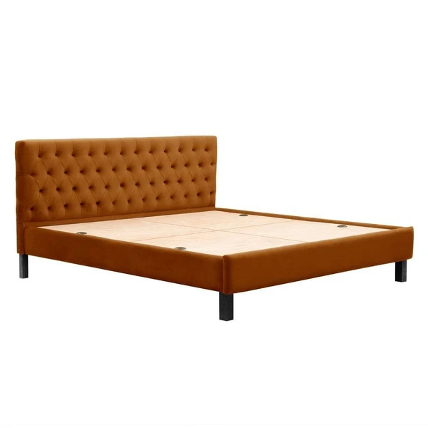 Werfo Limar Upholstered Solid Wood King Bed without Storage (velvet amber)