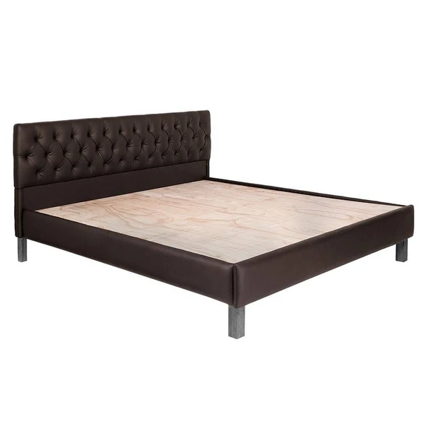 Werfo Limar Upholstered Solid Wood King Bed without Storage (Leathertic dark fantasy) - 