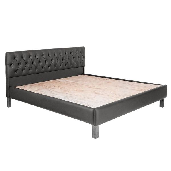 Werfo Limar Upholstered Solid Wood King Bed without Storage (Leather marble grey) - 78" x 72"