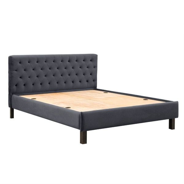 werfo Limar  Upholstered Solid Wood Queen Bed without Storage (Leathertic marble grey)