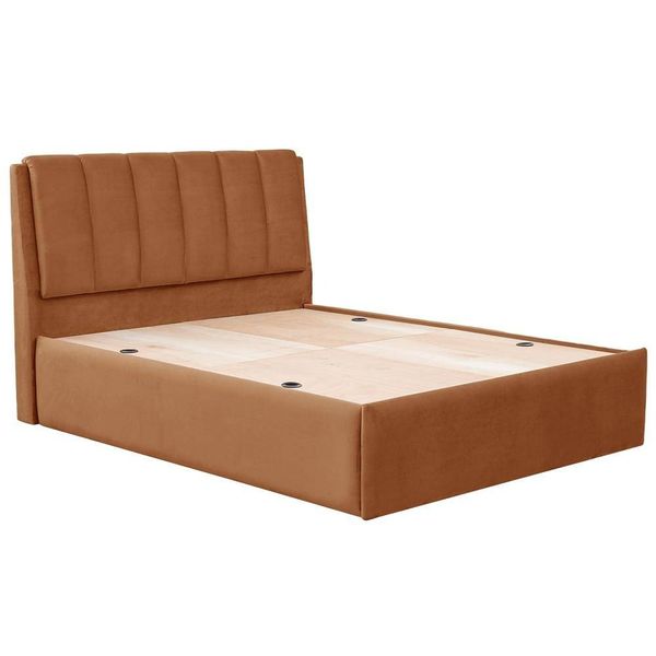 Werfo Elegant King Size Solid Wood Upholstered Bed With Storage, Amber - 78" x 72"