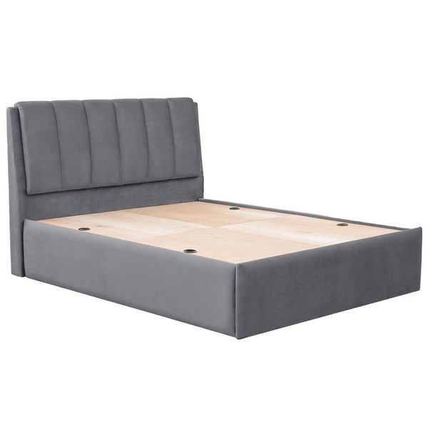 Werfo Elegant King Size Solid Wood Upholstered Bed With Storage, Space Grey - 78" x 72"